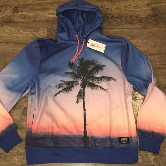 WESC Stockholm Sweden Mike Lone Palm Tree Hoodie hooded sweatshirt jacket unisex - Picture 1 of 5